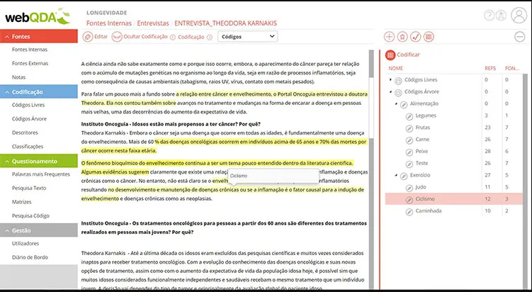 WebQDA Estadísticas